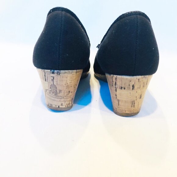 American Eagle Canvas Peep Toe Wedge Cork Heel - Picture 6 of 7